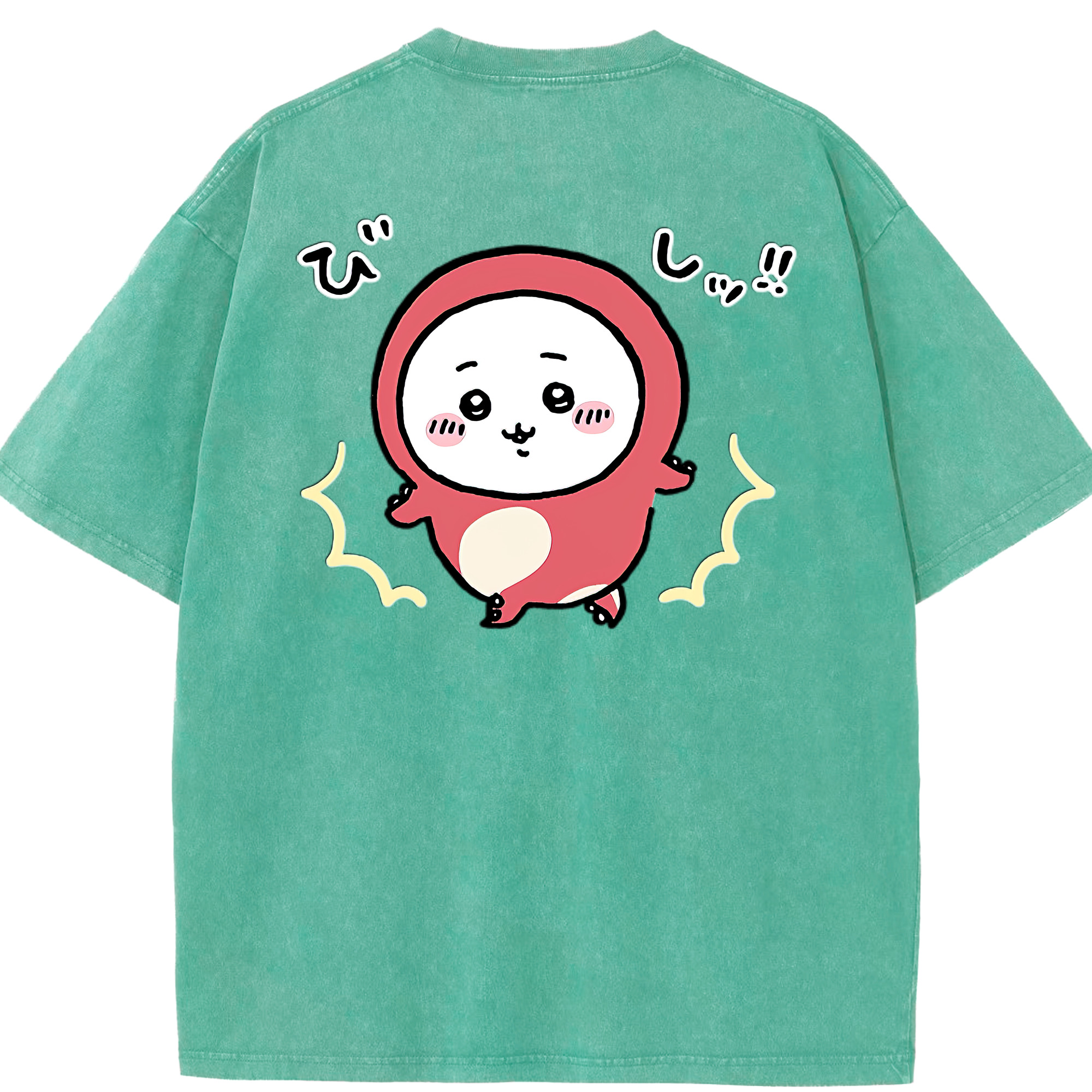 （画像用） ちいかわ ちいかわ Chii-kawa chiikawa 綿100% ヴィンテージ風 半袖Tシャツ（背面プリント）